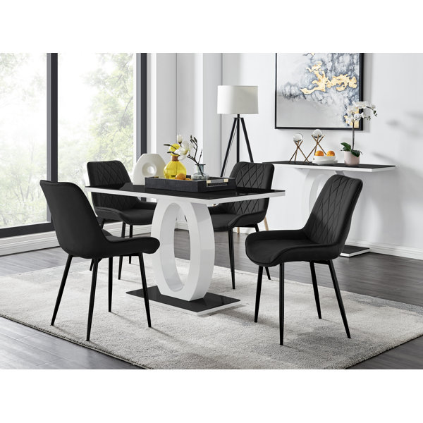 Furniture Box Scottsmoor High Gloss Halo Dining Table Set & 4 Luxury